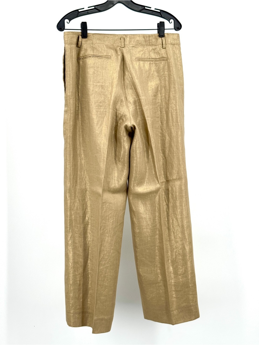 Ralph Lauren Gold Linen straight leg pants women 8 quiet luxury - Picture 3 of 7